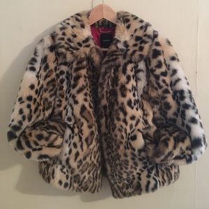 Express faux fur cheetah print jacket